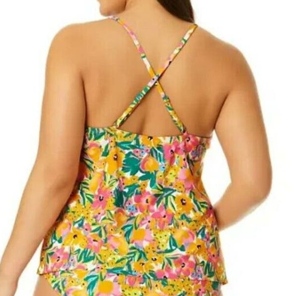 Anne Cole LTD Edition XS Swim Pullover Triangle Tankini Top (Sunshine Floral) - Picture 3 of 8